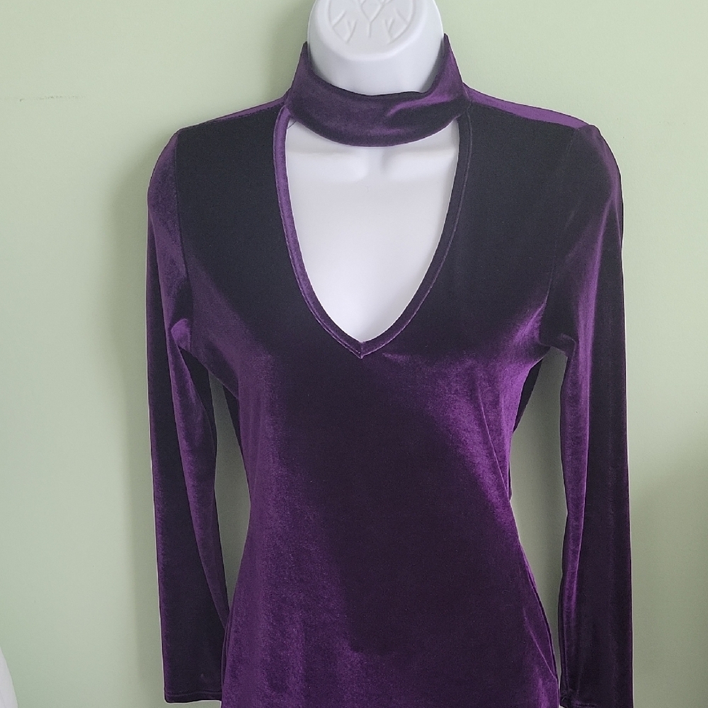 Just USA Black and Purple Long Sleeve Dress